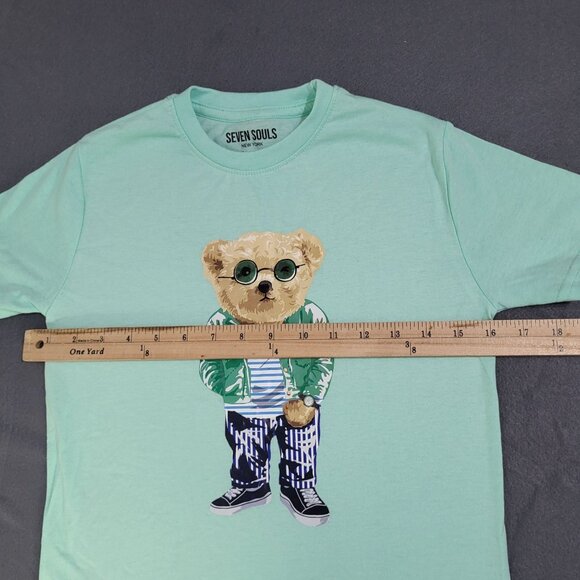 SEVEN SOULS New York Kids SZ 8 Graphic Shirt Green Bear Green - Picture 2 of 6